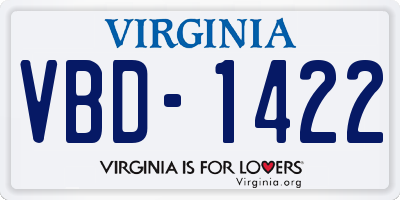 VA license plate VBD1422