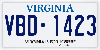 VA license plate VBD1423