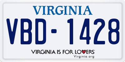 VA license plate VBD1428