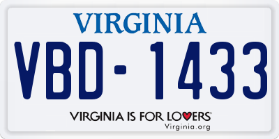 VA license plate VBD1433