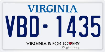 VA license plate VBD1435
