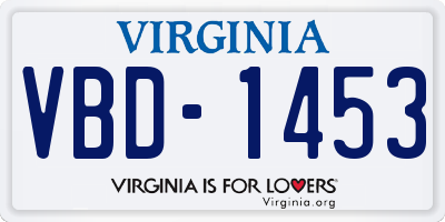 VA license plate VBD1453