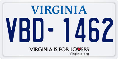VA license plate VBD1462