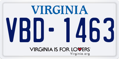 VA license plate VBD1463