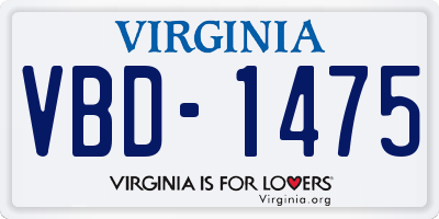 VA license plate VBD1475