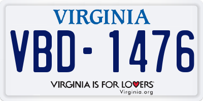 VA license plate VBD1476