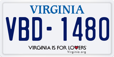 VA license plate VBD1480