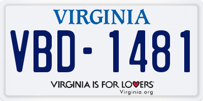 VA license plate VBD1481