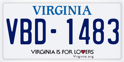 VA license plate VBD1483