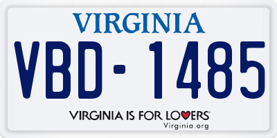 VA license plate VBD1485