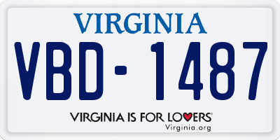 VA license plate VBD1487