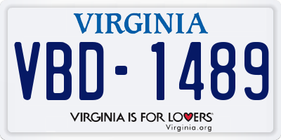 VA license plate VBD1489