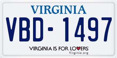 VA license plate VBD1497