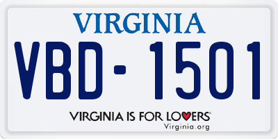 VA license plate VBD1501