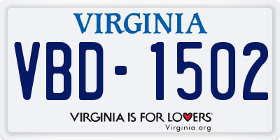 VA license plate VBD1502