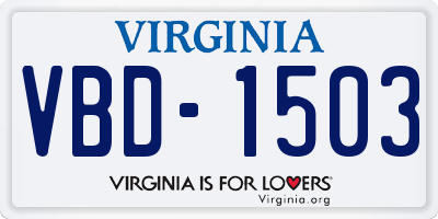 VA license plate VBD1503