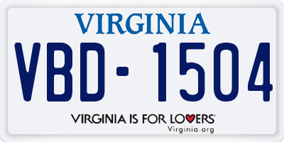 VA license plate VBD1504