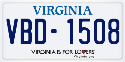 VA license plate VBD1508