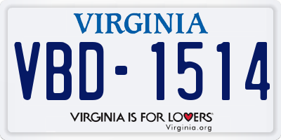 VA license plate VBD1514