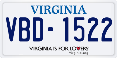 VA license plate VBD1522