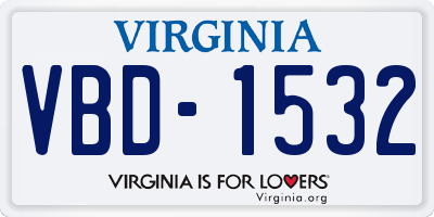 VA license plate VBD1532