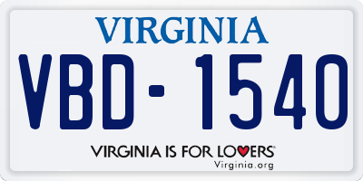 VA license plate VBD1540