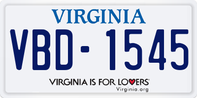 VA license plate VBD1545