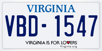 VA license plate VBD1547