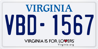 VA license plate VBD1567