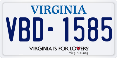 VA license plate VBD1585