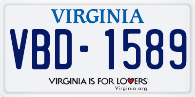 VA license plate VBD1589