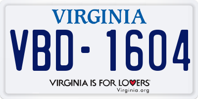 VA license plate VBD1604