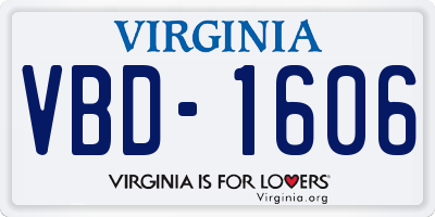 VA license plate VBD1606