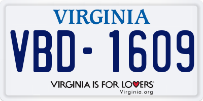 VA license plate VBD1609