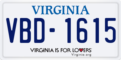 VA license plate VBD1615