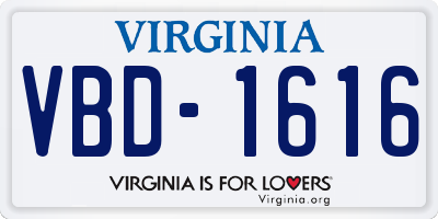 VA license plate VBD1616