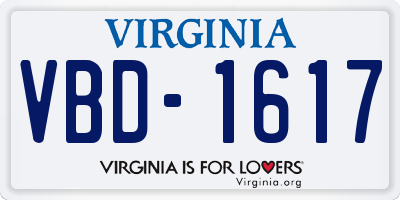 VA license plate VBD1617