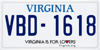 VA license plate VBD1618