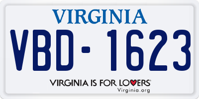 VA license plate VBD1623