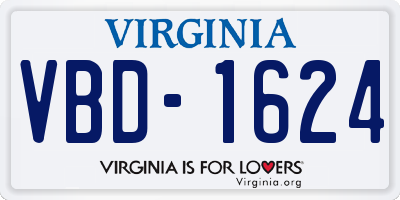 VA license plate VBD1624