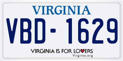VA license plate VBD1629