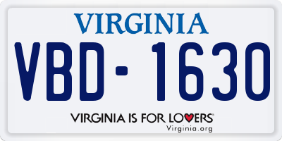VA license plate VBD1630