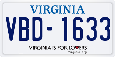VA license plate VBD1633