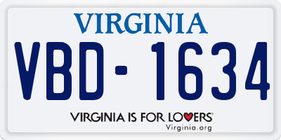 VA license plate VBD1634
