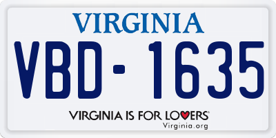 VA license plate VBD1635