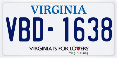 VA license plate VBD1638
