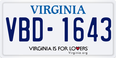 VA license plate VBD1643