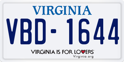 VA license plate VBD1644