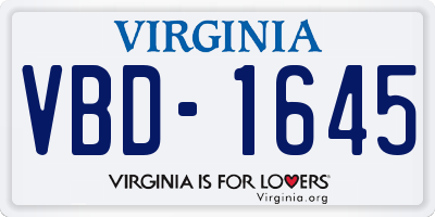 VA license plate VBD1645