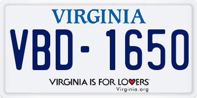 VA license plate VBD1650